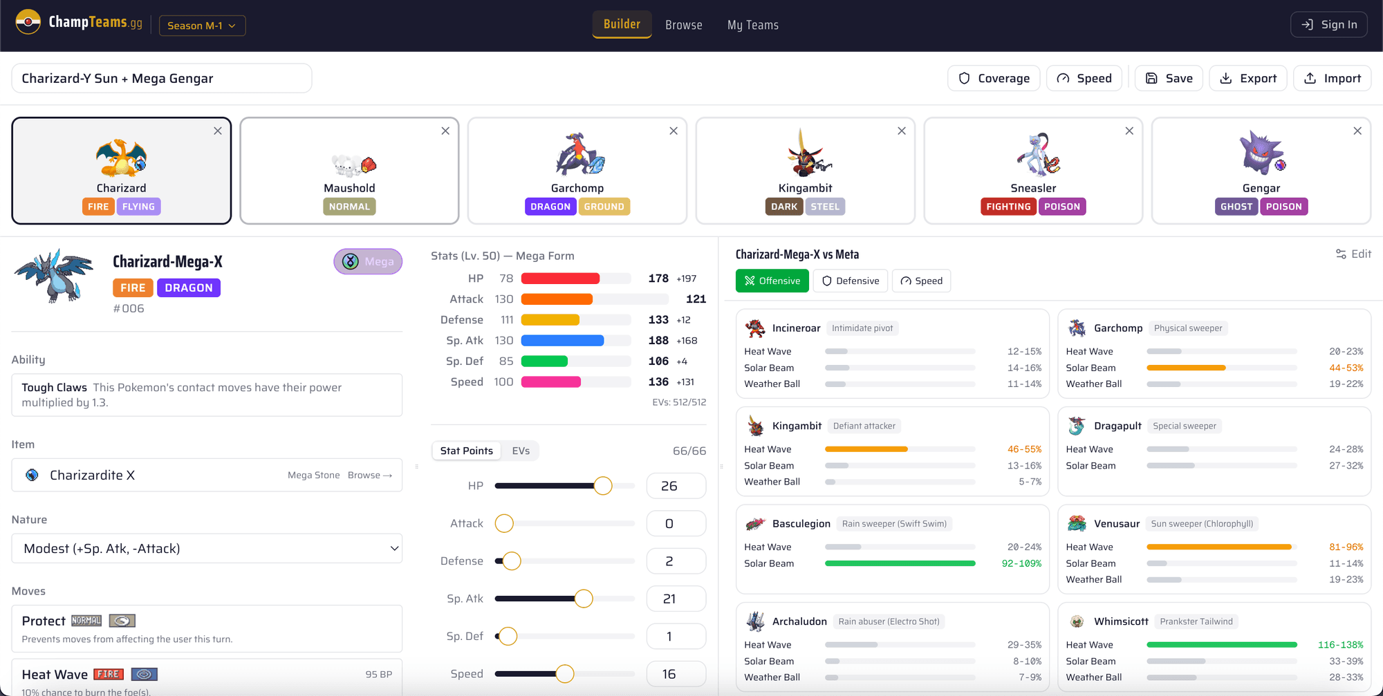 Charizard-Mega-X with updated mega stats and damage calculations against the meta
